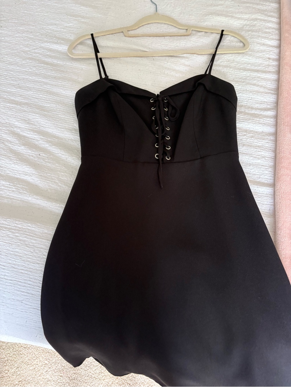 Cynthia Steffe Black Lace-Up Spaghetti Strap Mini Dress